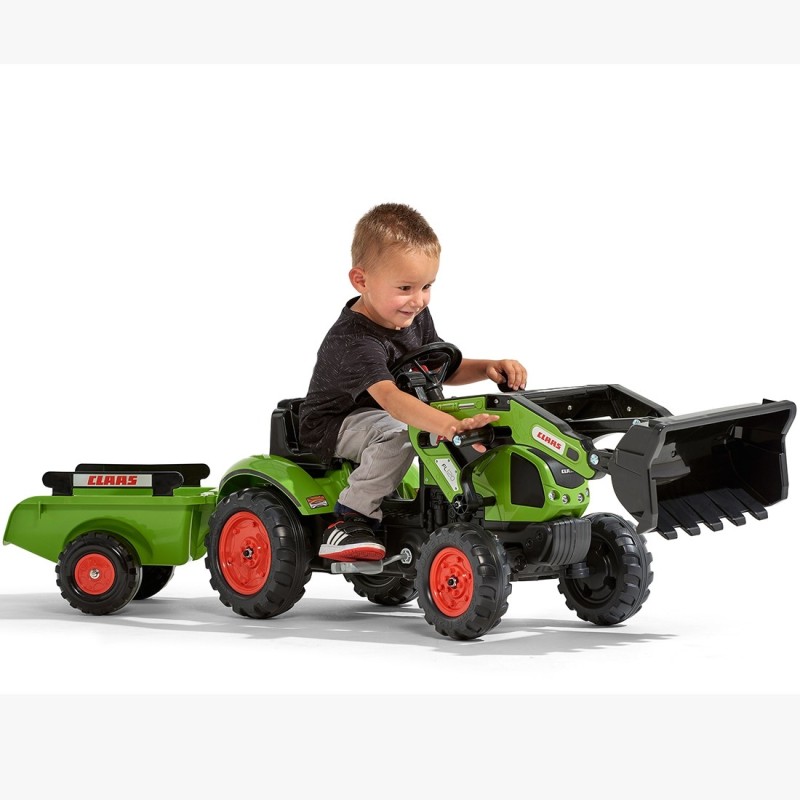 FALK Claas Pedálový Traktor s vlečkou a lyžicou
