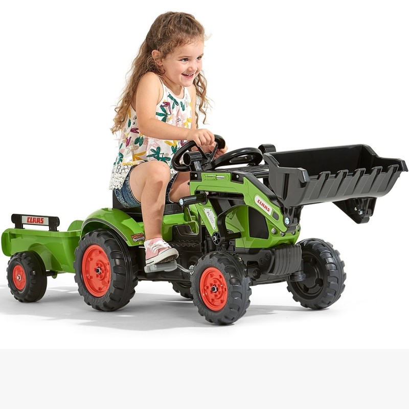 FALK Claas Pedálový Traktor s vlečkou a lyžicou
