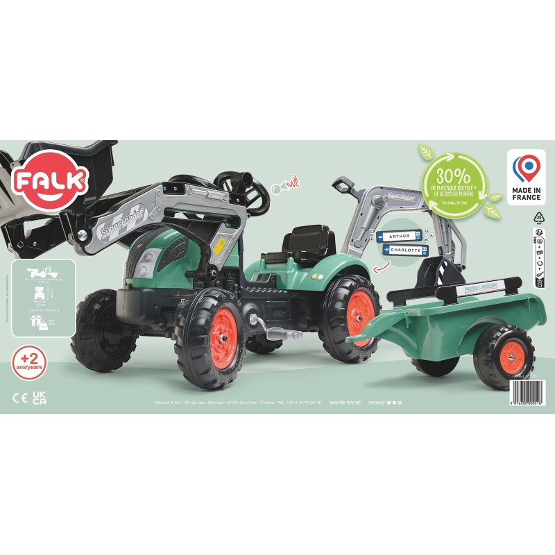 FALK Farm Lander Traktor s Lyžicou a Rýpadlom od 2-5 Rokov