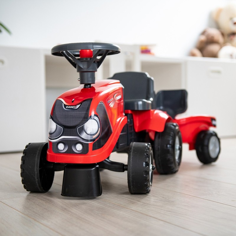 FALK Baby Case IH Ride-On Červený Detský Traktor s Vlečkou od 12 mesiacov