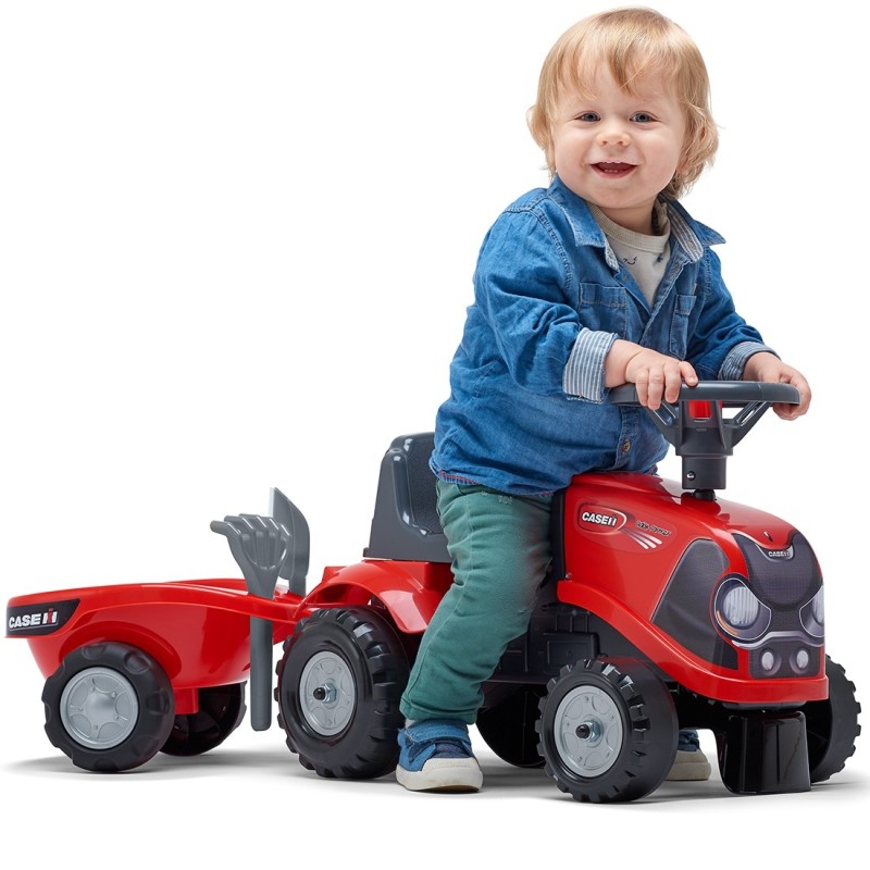 FALK Baby Case IH Ride-On Červený Detský Traktor s Vlečkou od 12 mesiacov