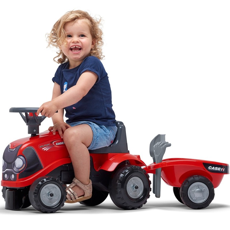 FALK Baby Case IH Ride-On Červený Detský Traktor s Vlečkou od 12 mesiacov