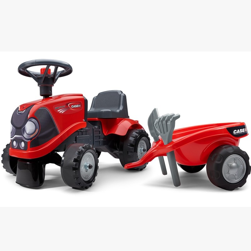 FALK Baby Case IH Ride-On Červený Detský Traktor s Vlečkou od 12 mesiacov