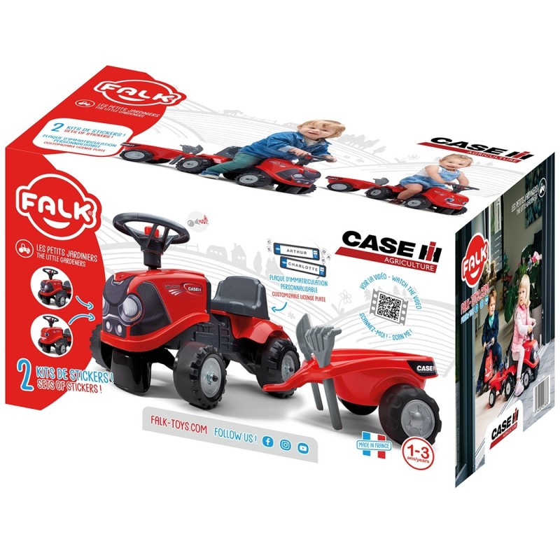 FALK Baby Case IH Ride-On Červený Detský Traktor s Vlečkou od 12 mesiacov