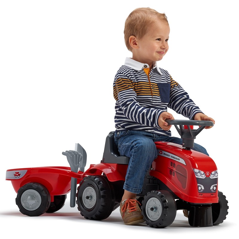 FALK Baby Massey Ferguson Červený Detský Traktor s Vlečkou od 12 Mesiacov