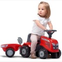 FALK Baby Massey Ferguson Červený Detský Traktor s Vlečkou od 12 Mesiacov