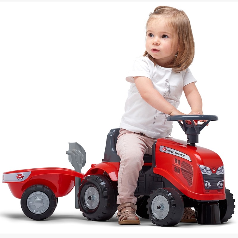 FALK Baby Massey Ferguson Červený Detský Traktor s Vlečkou od 12 Mesiacov