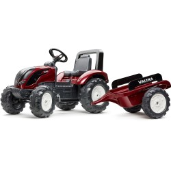 FALK Traktor na Pedále Valtra S4 s Vlečkou od 3 Rokov Bordový