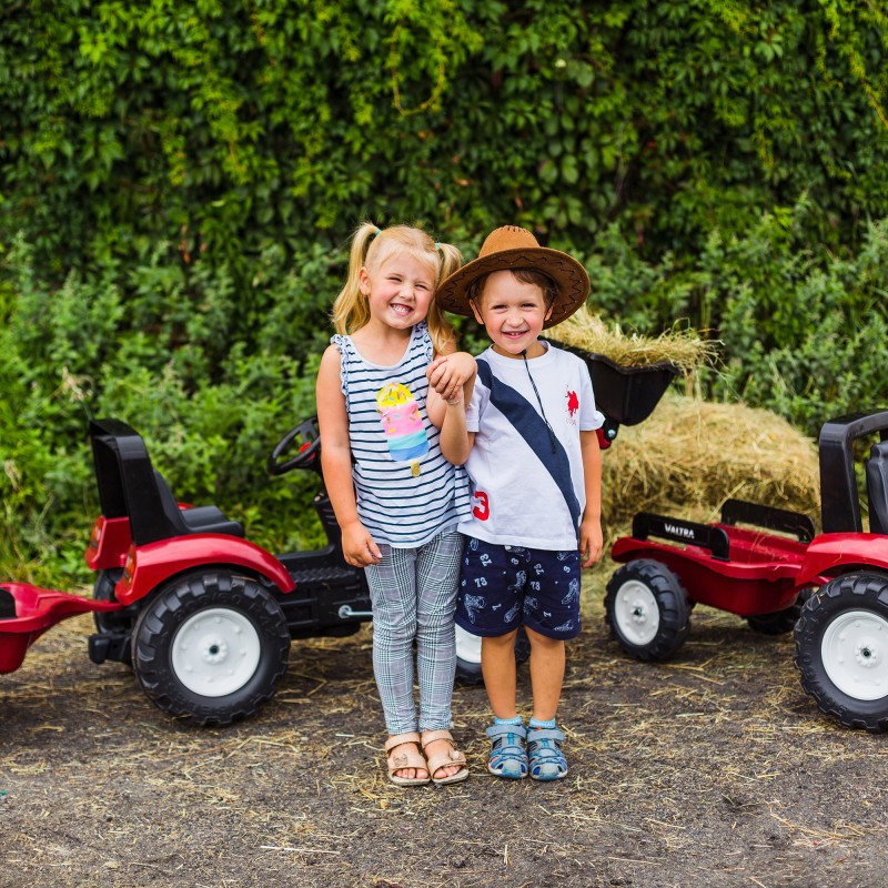 FALK Traktor na Pedále Valtra S4 s Vlečkou od 3 Rokov Bordový
