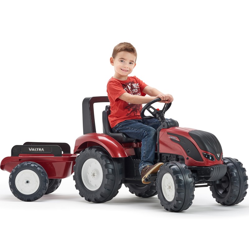 FALK Traktor na Pedále Valtra S4 s Vlečkou od 3 Rokov Bordový