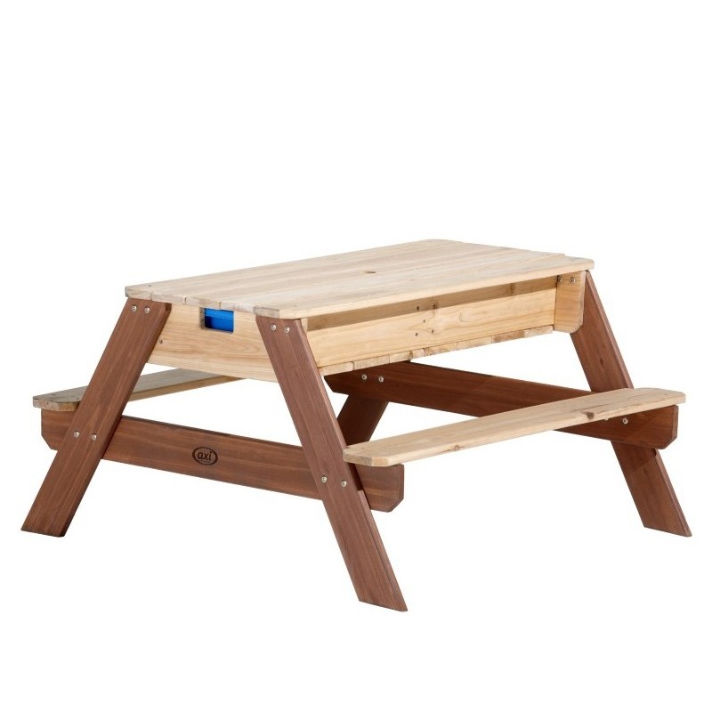 Piknikový Stôl AXI Nick s Lavičkou, Slnečníkom, Nádobami na Vodu a Piesok