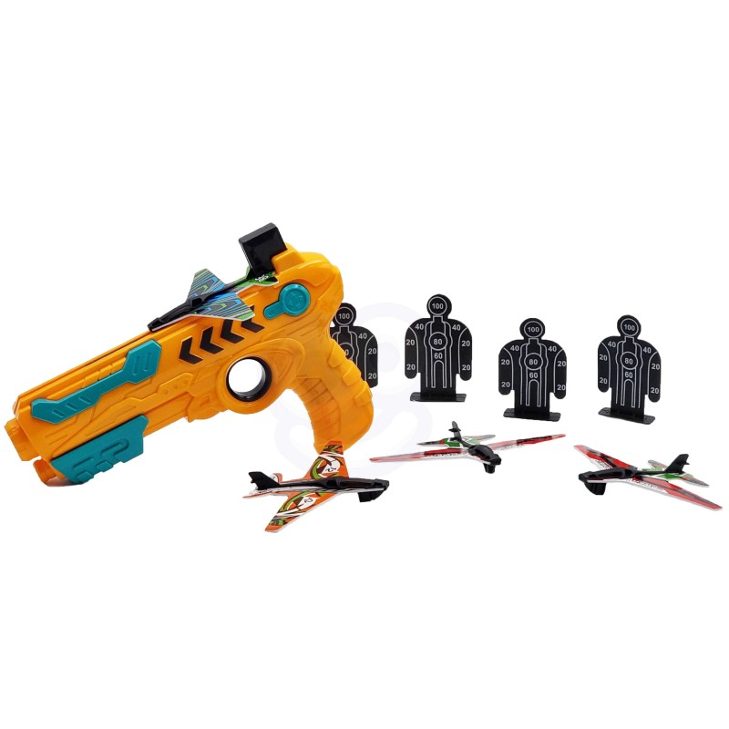 WOOPIE Automatický Pištoľový Raketomet + 4 Lietadlá