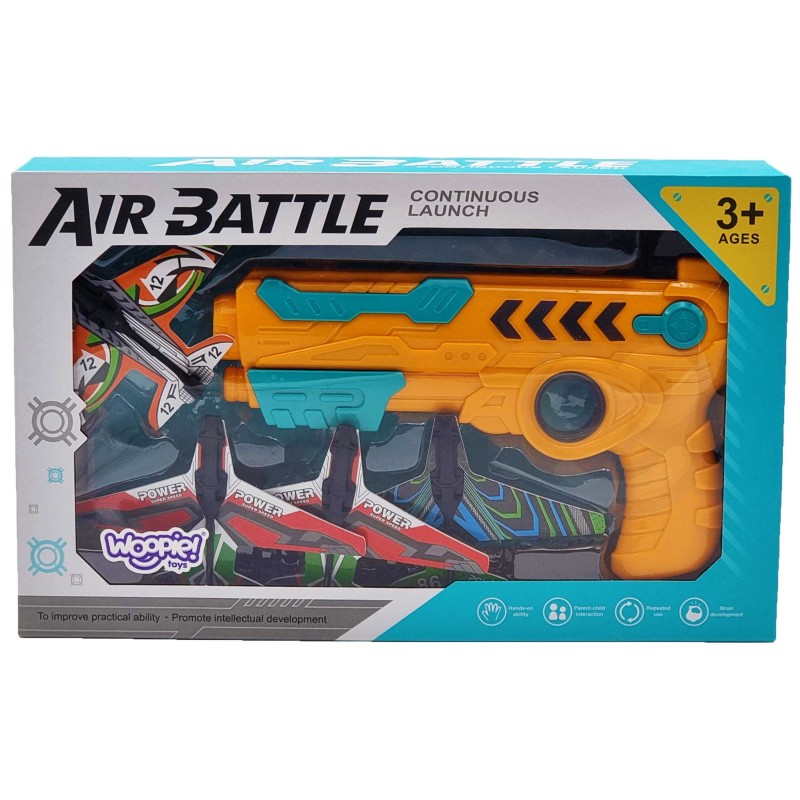WOOPIE Automatický Pištoľový Raketomet + 4 Lietadlá