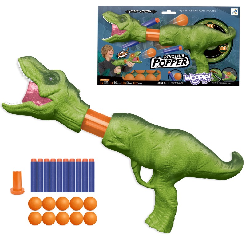 WOOPIE Pištoľ na Penové Náboje - Dinosaurus Automatický Odpaľovač 12 Dielov