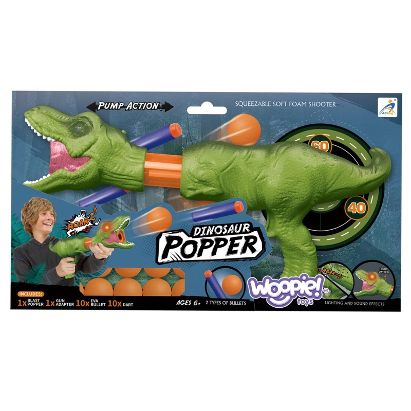 WOOPIE Pištoľ na Penové Náboje - Dinosaurus Automatický Odpaľovač 12 Dielov