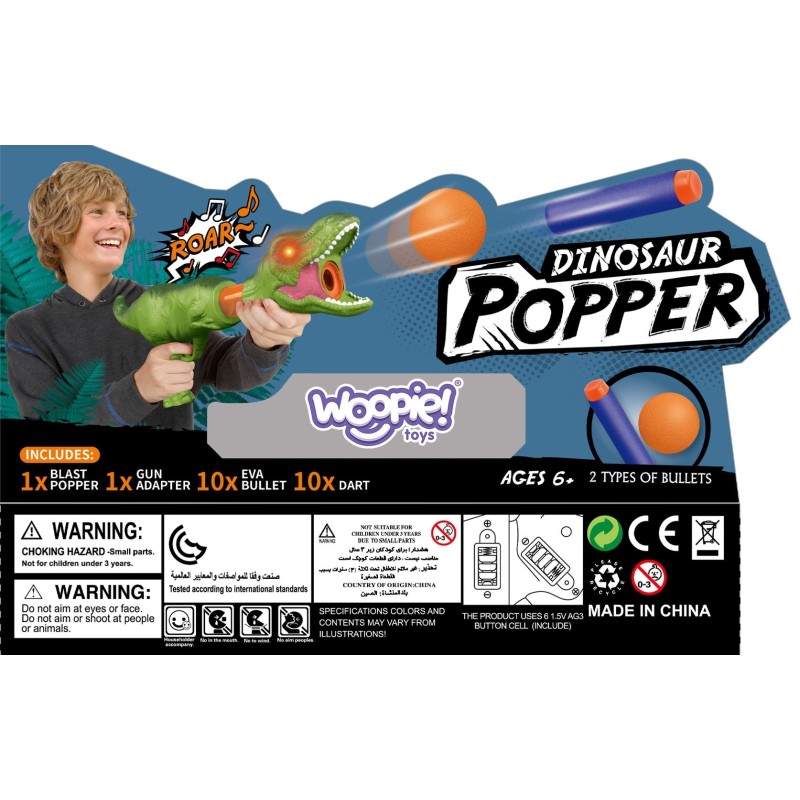 WOOPIE Pištoľ na Penové Náboje - Dinosaurus Automatický Odpaľovač 12 Dielov