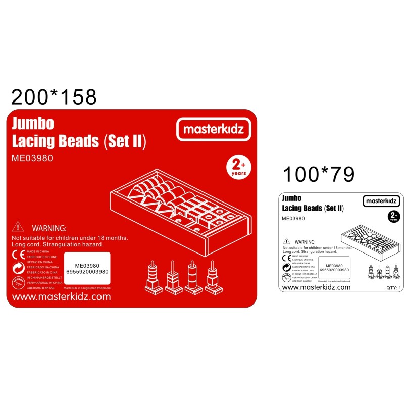 Masterkidz Drevená Edukačná Hra - sada korálok navliekanie č. 2