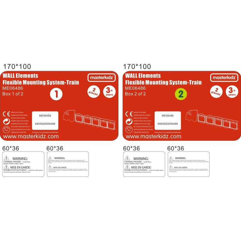 Montážny Systém na Edukačné Tabule Masterkidz Flex 5 ks - Vláčik