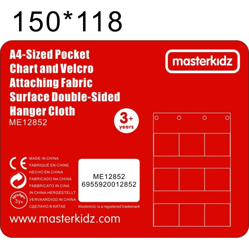 Závesná plachta s vreckami na kartičky a obrázky - modrá MASTERKIDZ