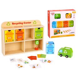 Tooky Toy Drevené recyklačné centrum | Edukačný sorter na triedenie odpadu
