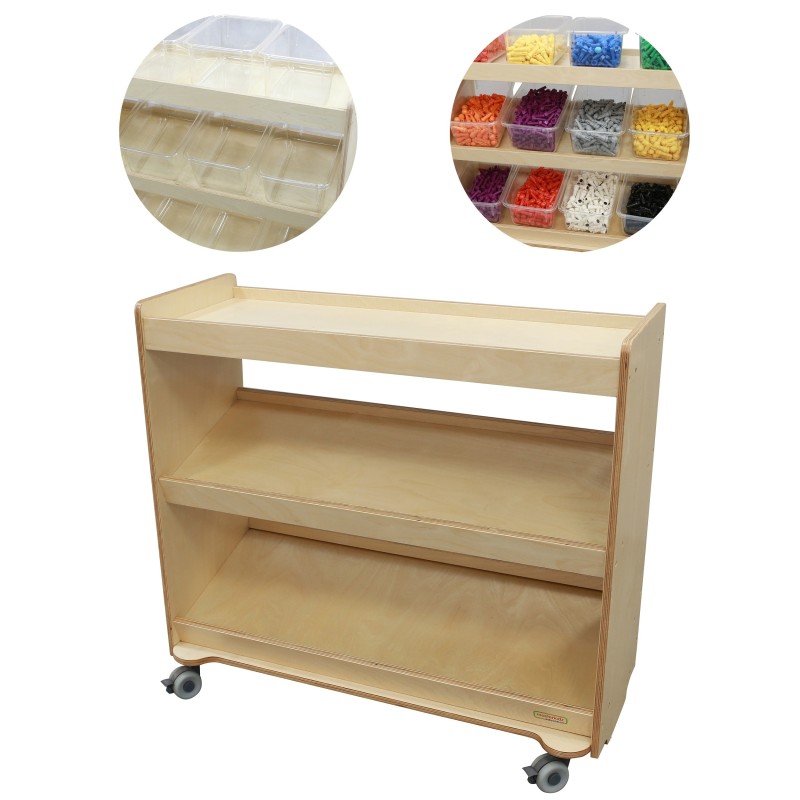 Mobilný Drevený Regál na Kolieskach - MASTERKIDZ