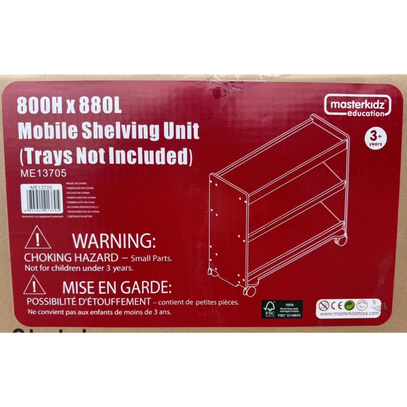 Mobilný Drevený Regál na Kolieskach - MASTERKIDZ