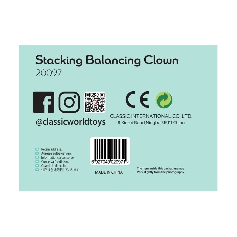CLASSIC WORLD Balančná Drevená Pyramída - Klaun