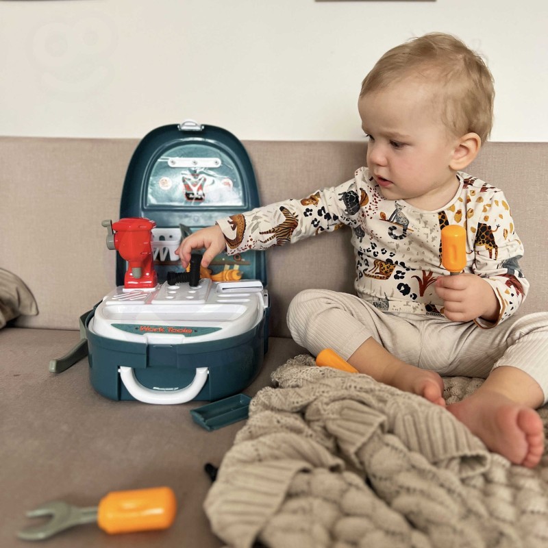 WOOPIE Prenosná Detská Dielňa v Batohu 15 DIelov