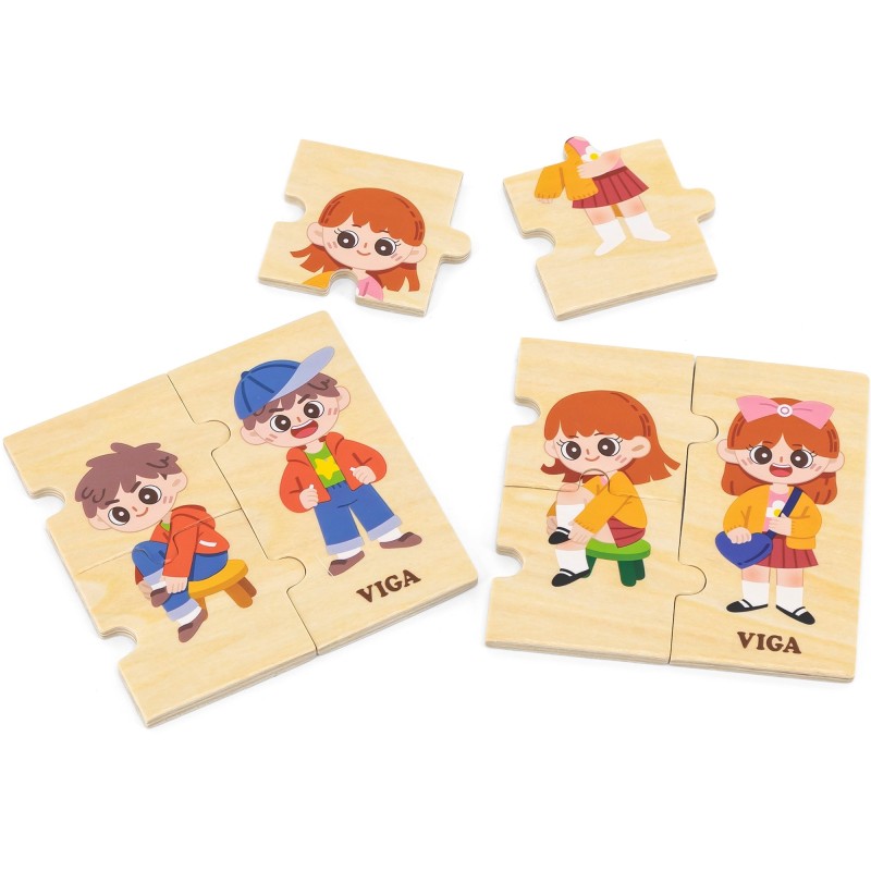 VIGA Drevené Vzdelávacie Puzzle - Obliekanie