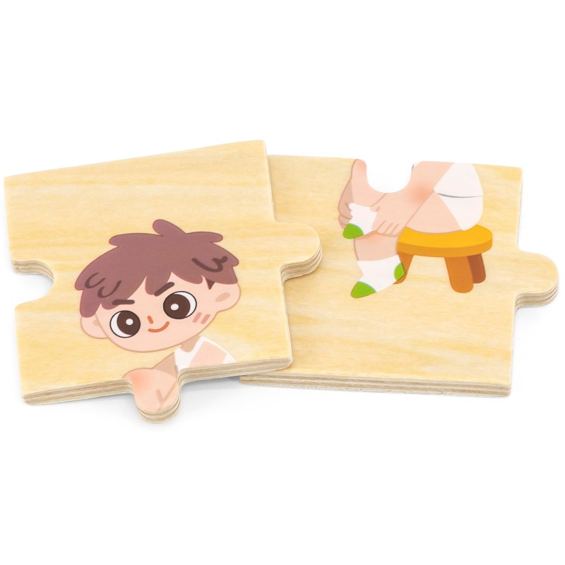 VIGA Drevené Vzdelávacie Puzzle - Obliekanie