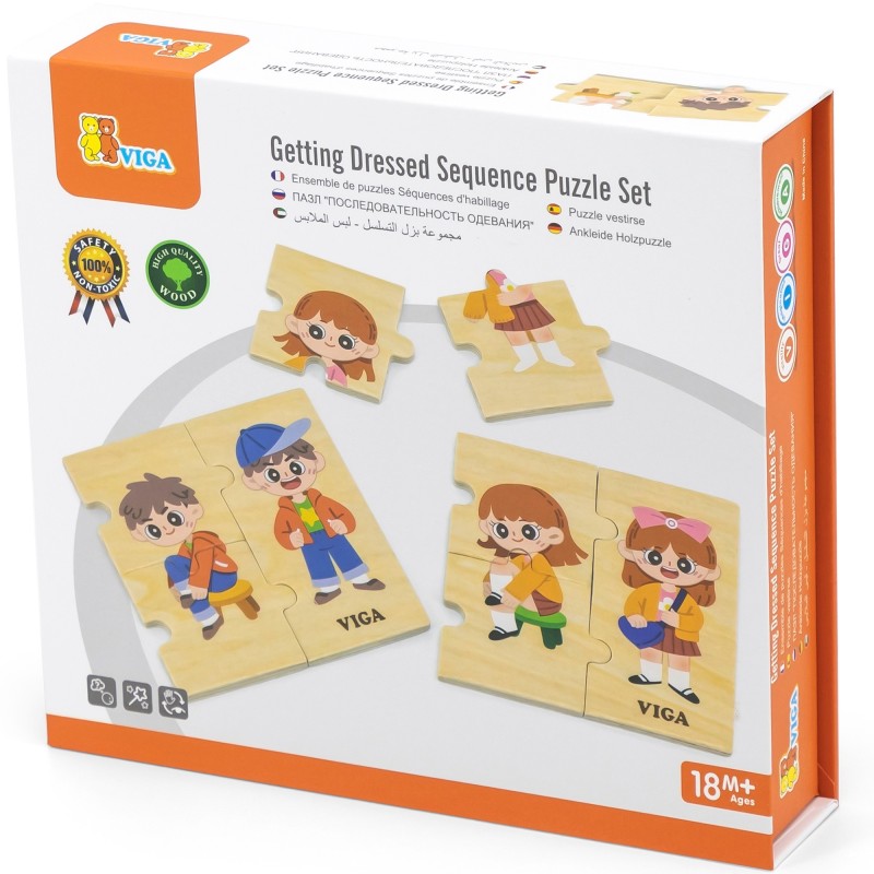 VIGA Drevené Vzdelávacie Puzzle - Obliekanie