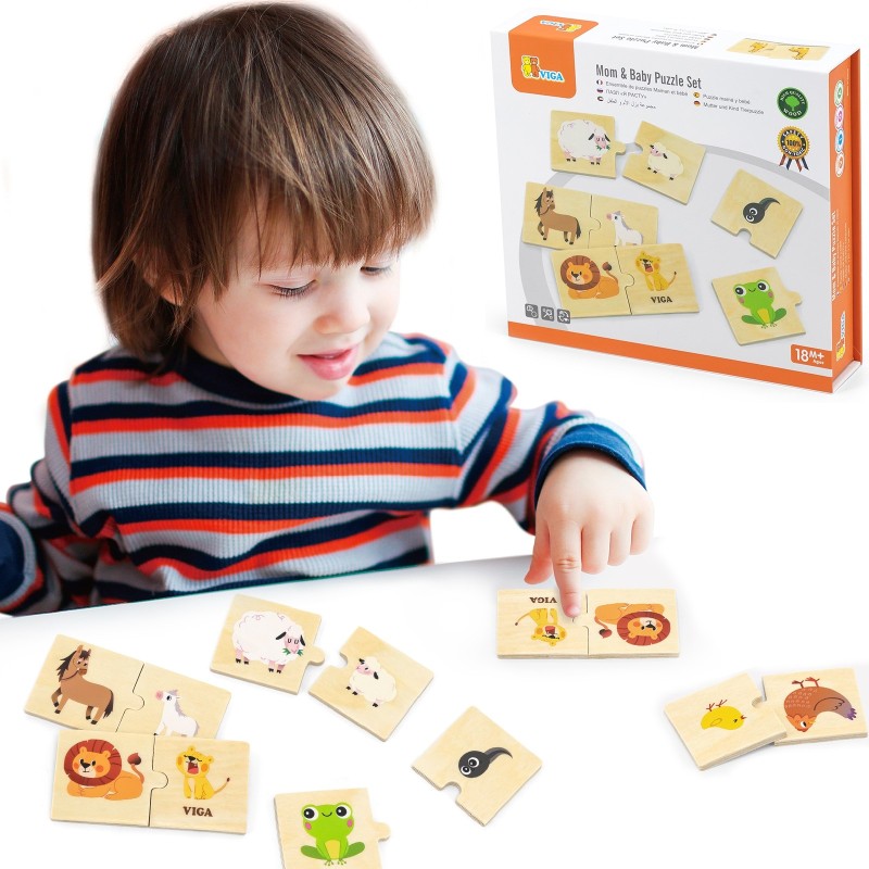 VIGA Drevené Puzzle - Malé a Veľké Zvieratká