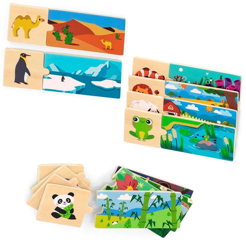 VIGA Drevené Logické Puzzle so Zvieratkami