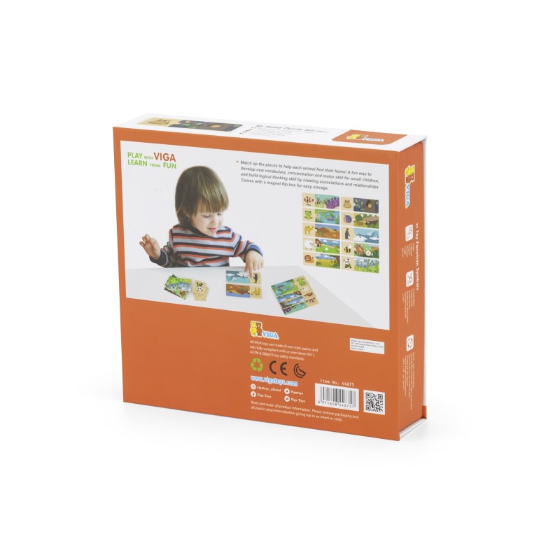 VIGA Drevené Logické Puzzle so Zvieratkami