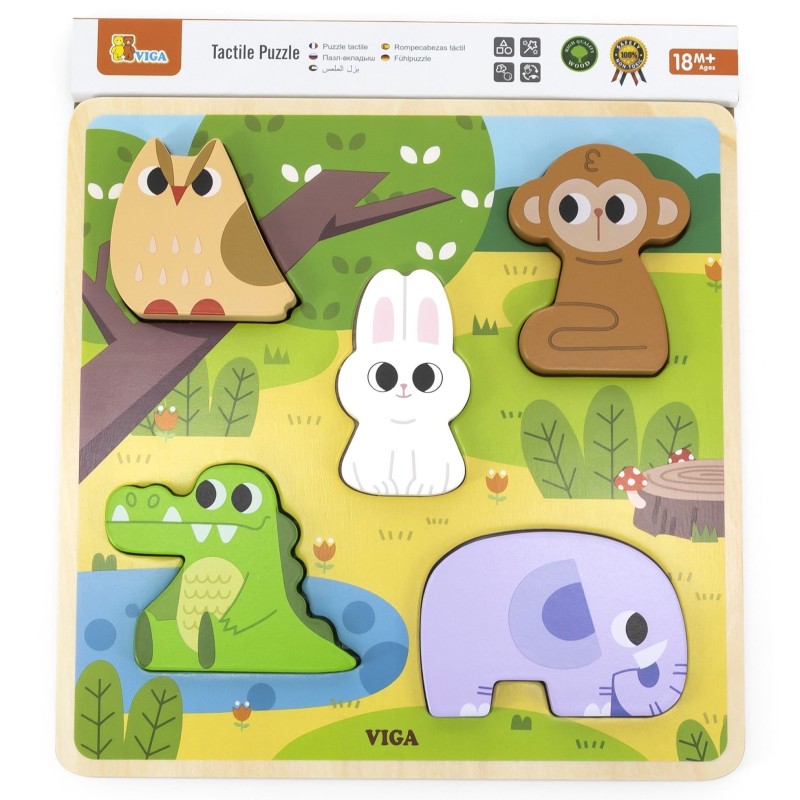 VIGA Vkladacie Drevené Puzzle - Zvieratká z Lesa