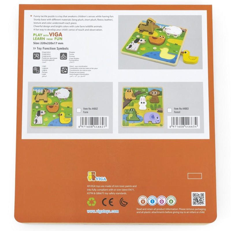 VIGA Vkladacie Drevené Puzzle - Zvieratká z Lesa