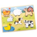 VIGA Drevené Montessori Puzzle - Farma Figúrky