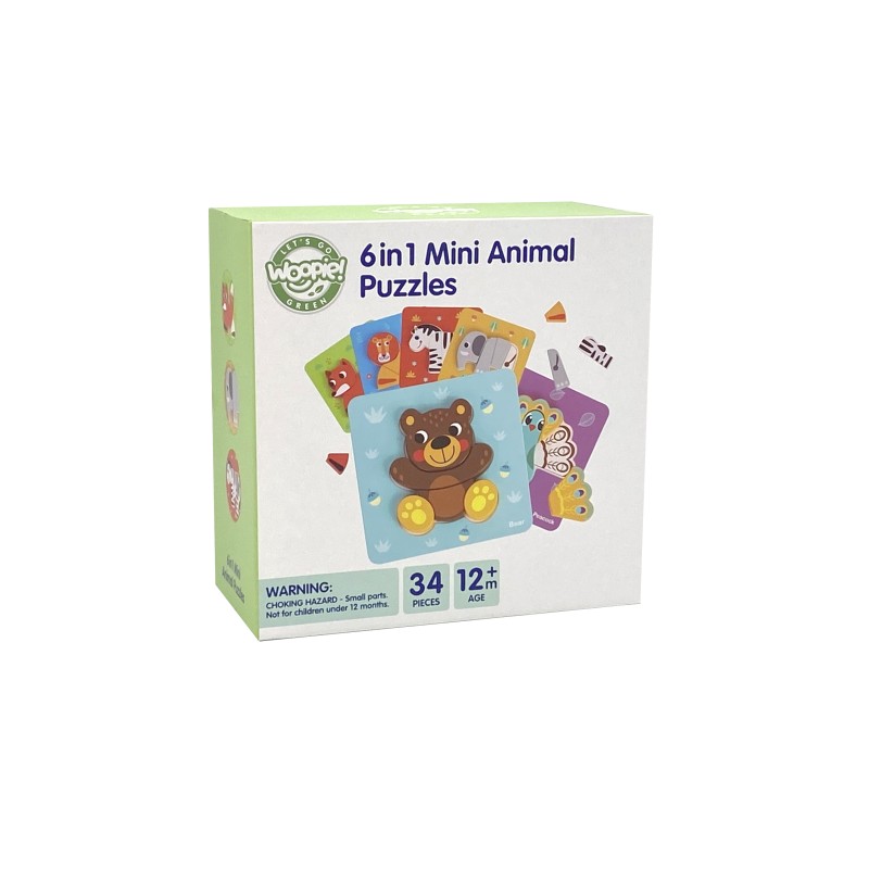 WOOPIE GREEN Drevené Montessori Puzzle - Zvieratká FSC