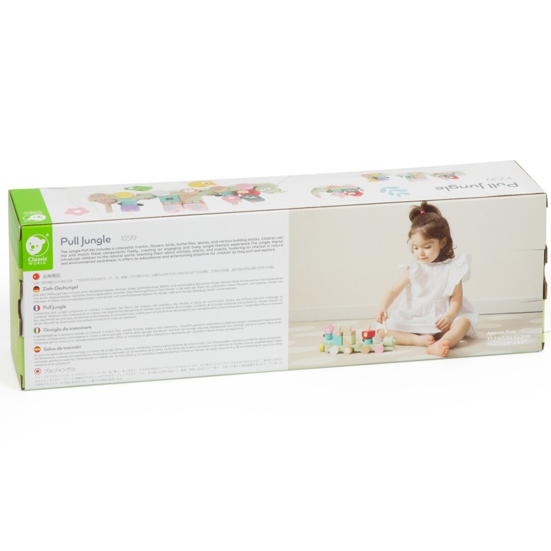 CLASSIC WORLD Montessori Drevený Vláčik - Pull Jungle