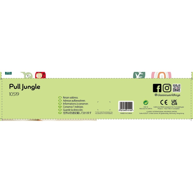 CLASSIC WORLD Montessori Drevený Vláčik - Pull Jungle