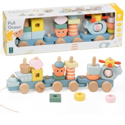 CLASSIC WORLD Montessori Drevený Vláčik - Pull Ocean