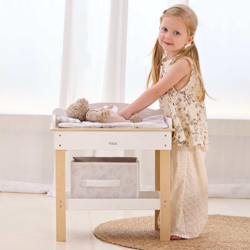 VIGA Drevený Prebaľovací Stolík pre Bábiky