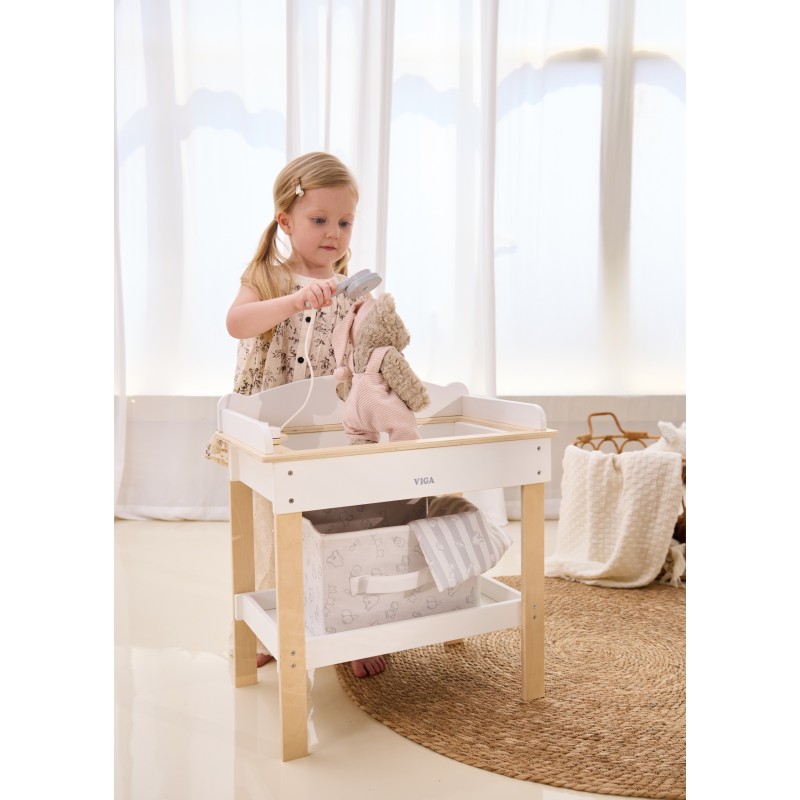 VIGA Drevený Prebaľovací Stolík pre Bábiky