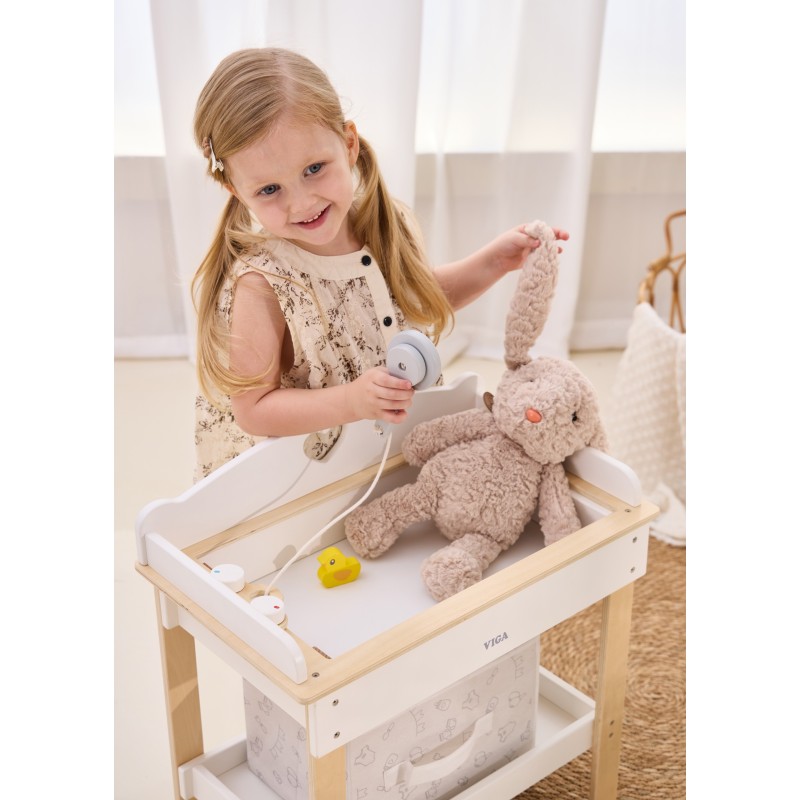 VIGA Drevený Prebaľovací Stolík pre Bábiky