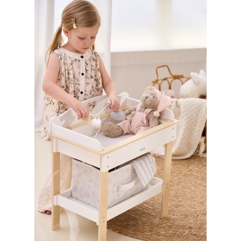 VIGA Drevený Prebaľovací Stolík pre Bábiky