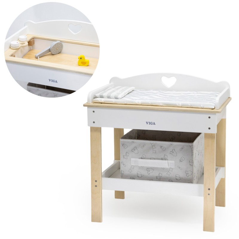 VIGA Drevený Prebaľovací Stolík pre Bábiky