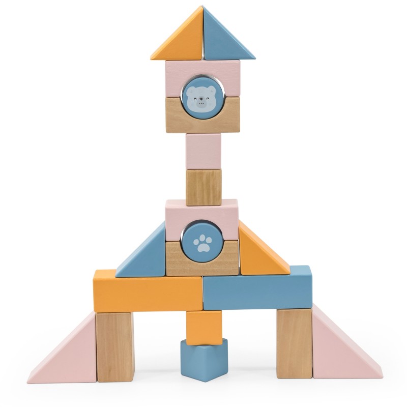 VIGA PolarB Drevený Vozík so Stavebnicou 21 ks.