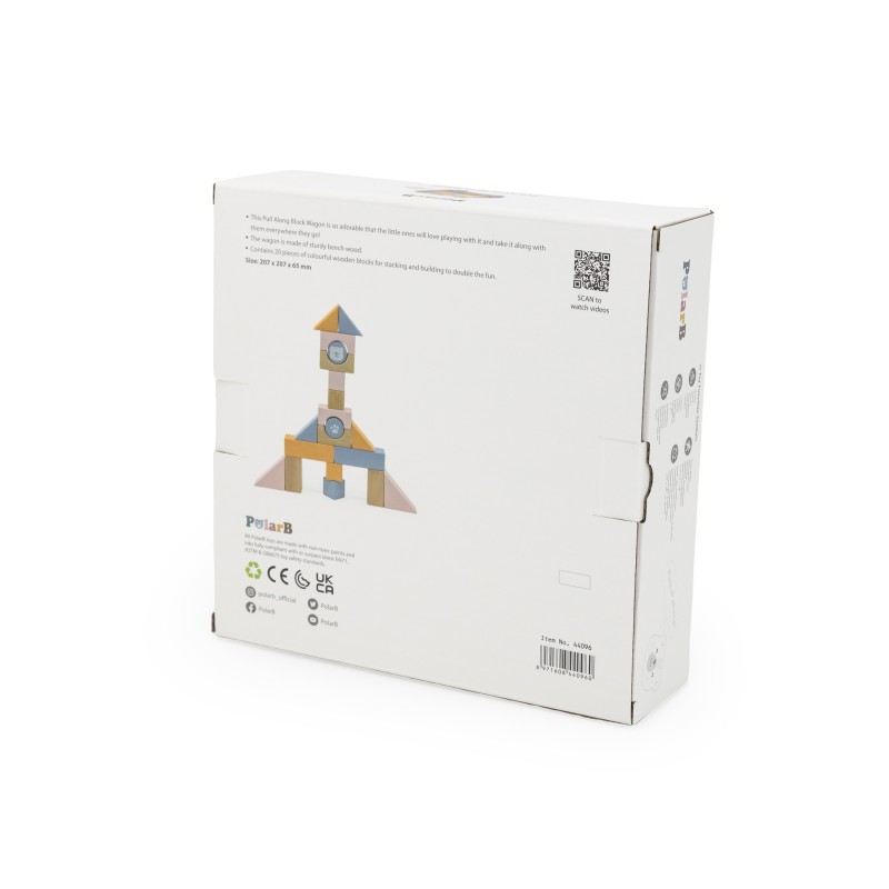 VIGA PolarB Drevený Vozík so Stavebnicou 21 ks.