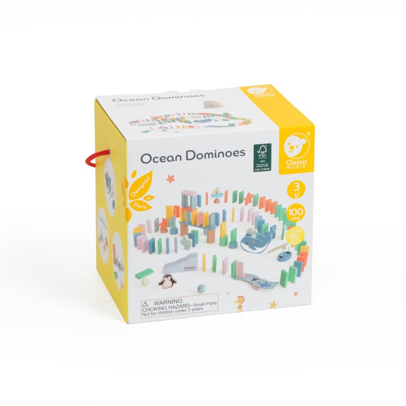 CLASSIC WORLD Montessori Drevené Domino - Prekážková Dráha 100 ks.