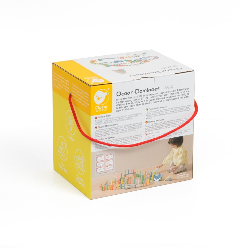 CLASSIC WORLD Montessori Drevené Domino - Prekážková Dráha 100 ks.